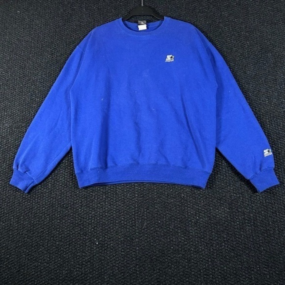 Starter Royal Blue Crewneck Sweatshirt Embroidered Logo Athletic Casual Women L‎